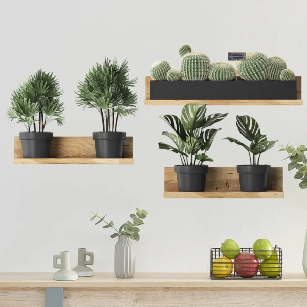 3PCS Green Plant Cactus Potted Wall Stickers for Bedroom Living Room Bathroom Home Decoartion Wall Decals - Image 2