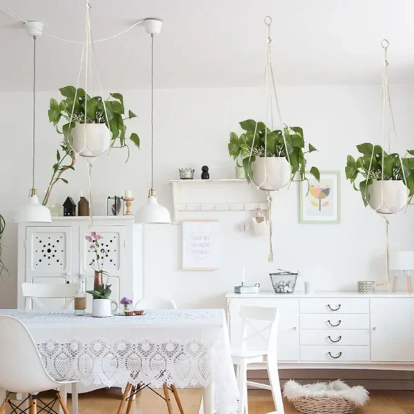 Handmade Flower Hanging Pot Rope Net Macrame Plant Hanger Flower Pot for Home Wall Decoration Courtyard Garden Planter Basket - Image 4