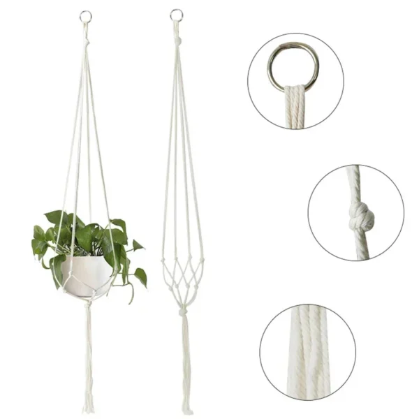 Handmade Flower Hanging Pot Rope Net Macrame Plant Hanger Flower Pot for Home Wall Decoration Courtyard Garden Planter Basket - Image 6